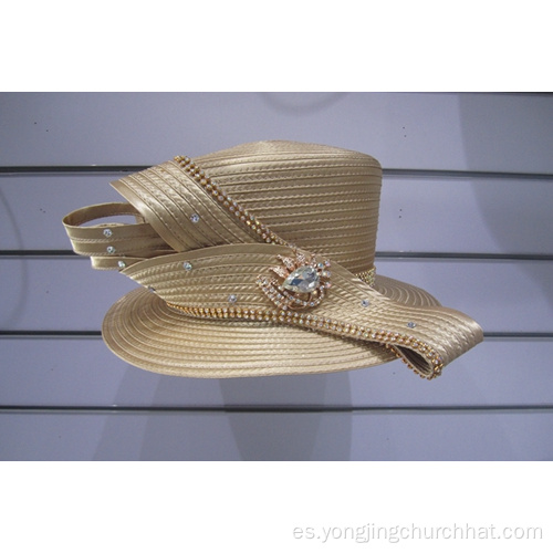 Sombreros de alta costura para vestido de iglesia con cinta de satén para mujer